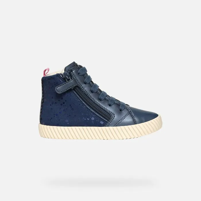 Kids Geox Sneakers MIRROLESS GIRL Navy High Top Sneakers Navy