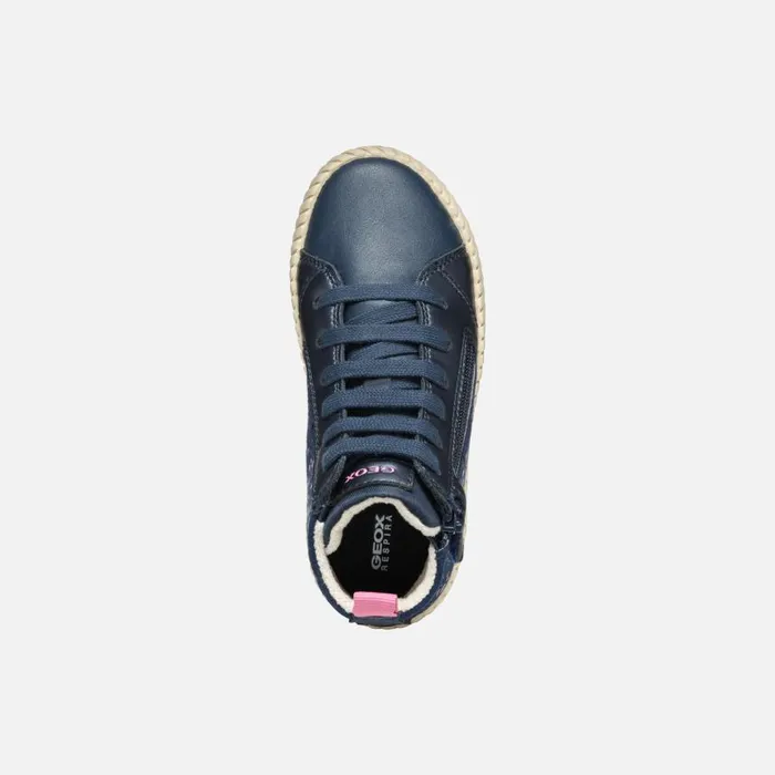 Kids Geox Sneakers MIRROLESS GIRL Navy High Top Sneakers Navy