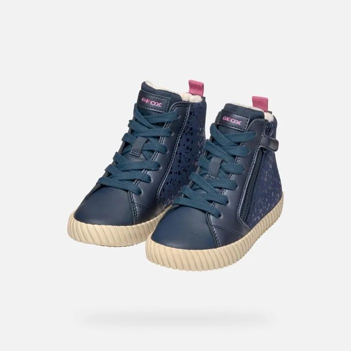 Kids Geox Sneakers MIRROLESS GIRL Navy High Top Sneakers Navy