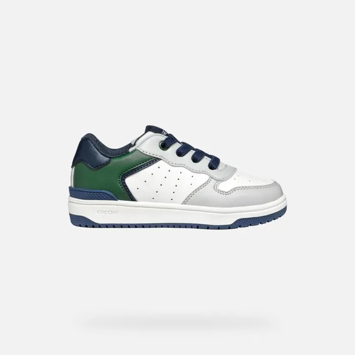 Kids Geox Sneakers WASHIBA JUNIOR Light GreyDark Green Low Top Sneakers Light Greydark Green