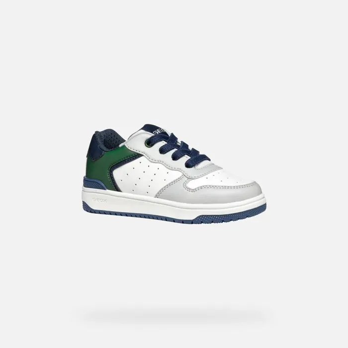 Kids Geox Sneakers WASHIBA JUNIOR Light GreyDark Green Low Top Sneakers Light Greydark Green