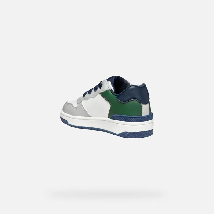 Kids Geox Sneakers WASHIBA JUNIOR Light GreyDark Green Low Top Sneakers Light Greydark Green