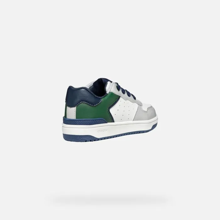 Kids Geox Sneakers WASHIBA JUNIOR Light GreyDark Green Low Top Sneakers Light Greydark Green