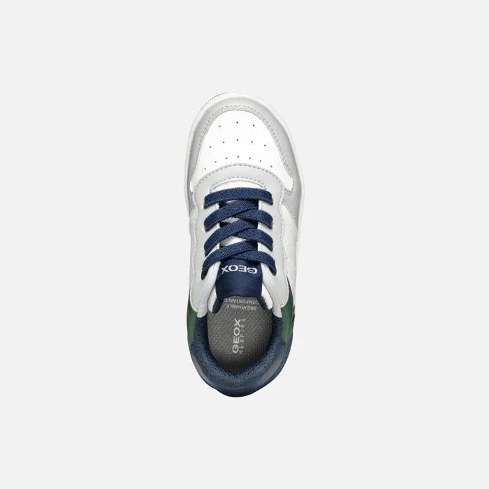 Kids Geox Sneakers WASHIBA JUNIOR Light GreyDark Green Low Top Sneakers Light Greydark Green