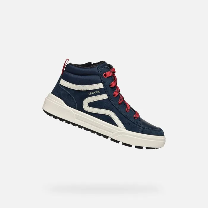 Kids Geox Sneakers WEEMBLE BOY NavyRed High Top Sneakers Navyred