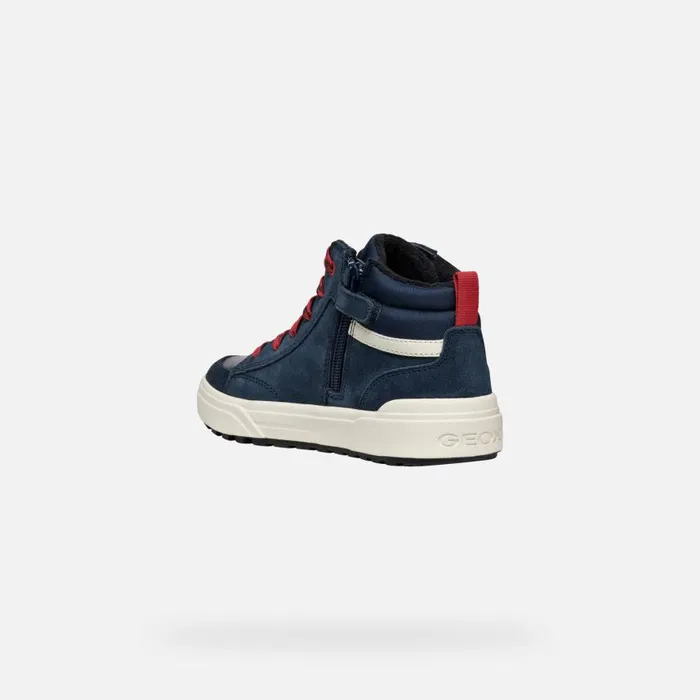 Kids Geox Sneakers WEEMBLE BOY NavyRed High Top Sneakers Navyred