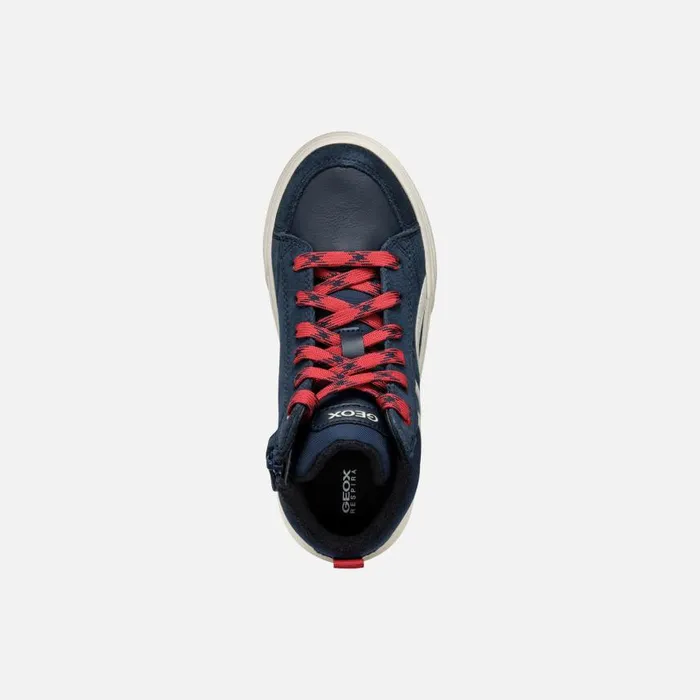 Kids Geox Sneakers WEEMBLE BOY NavyRed High Top Sneakers Navyred