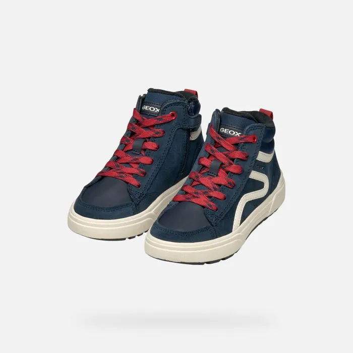 Kids Geox Sneakers WEEMBLE BOY NavyRed High Top Sneakers Navyred