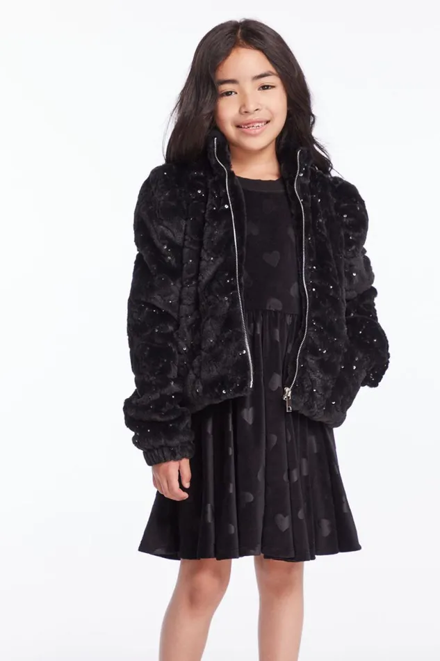 Kids Girls Chaser Brand Girls Licorice Puff Sleeve Jacket