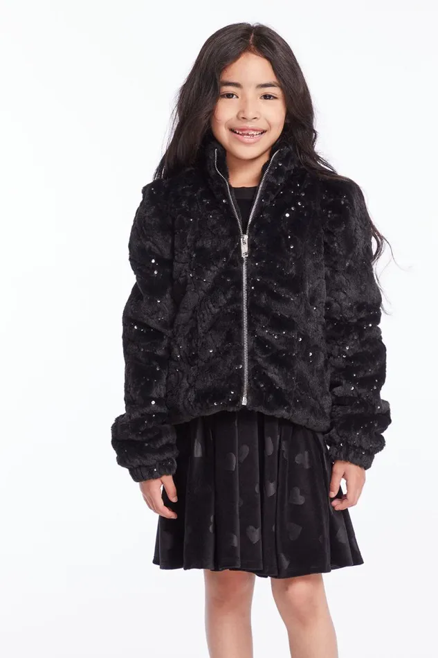 Kids Girls Chaser Brand Girls Licorice Puff Sleeve Jacket