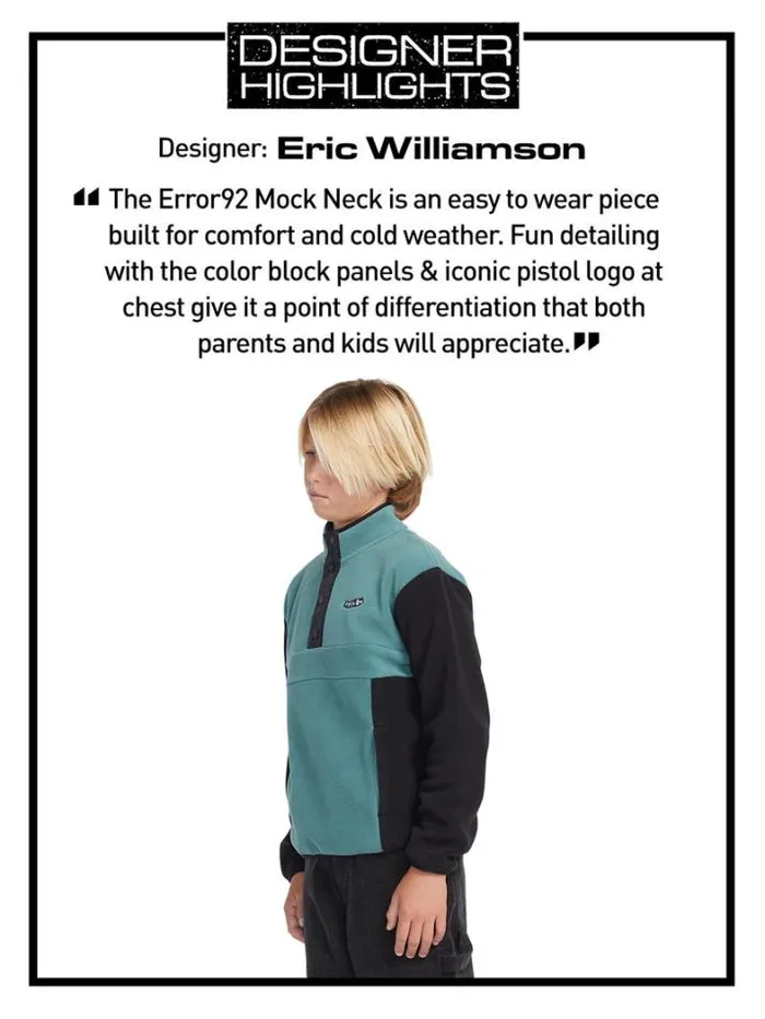 Kids Hoodies and Sweatshirts Volcom Big Boys Error92 Mockneck Crew Sweatshirt 8211 Service Blue