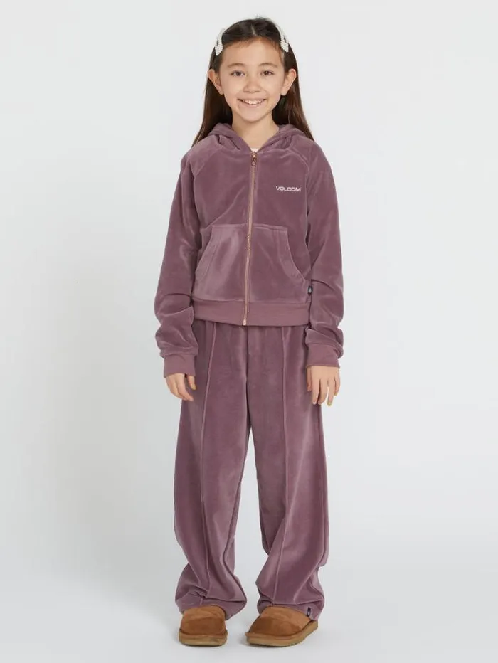 Kids Jackets Volcom Girls Lived In Lounge Velour Zip Fleece Jacket 8211 Acai
