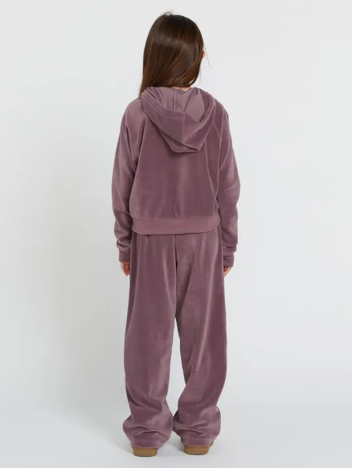 Kids Jackets Volcom Girls Lived In Lounge Velour Zip Fleece Jacket 8211 Acai