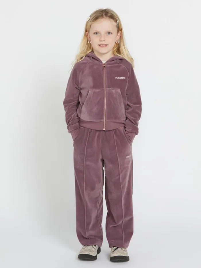 Kids Jackets Volcom Girls Lived In Lounge Velour Zip Fleece Jacket 8211 Acai