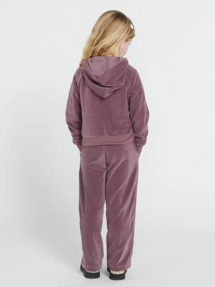 Kids Jackets Volcom Girls Lived In Lounge Velour Zip Fleece Jacket 8211 Acai