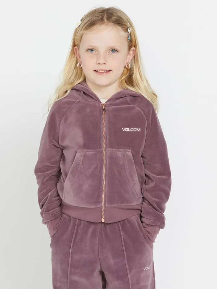 Kids Jackets Volcom Girls Lived In Lounge Velour Zip Fleece Jacket 8211 Acai