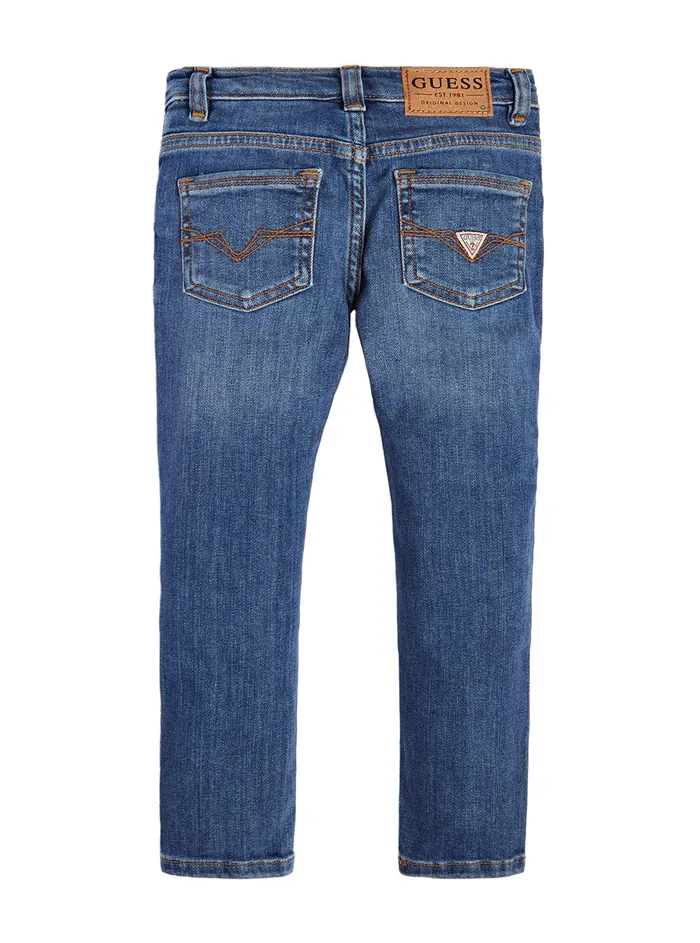 Kids Little Boy GUESS Eco Carry Mid Blue Denim Skinny Pants 27