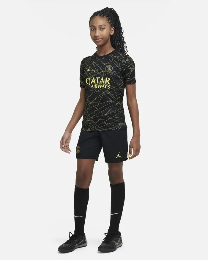Kids Nike All Clothing Paris SaintGermain 202223 Stadium Fourth Blacktour Yellowtour Yellow