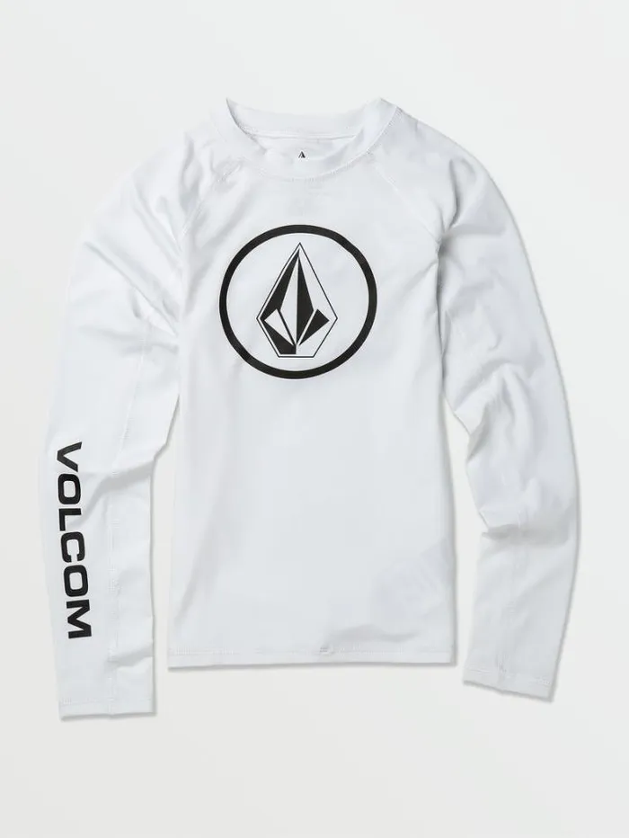 Kids Rashguards Volcom Big Boys Lido Solid Long Sleeve Rashguard 8211 White