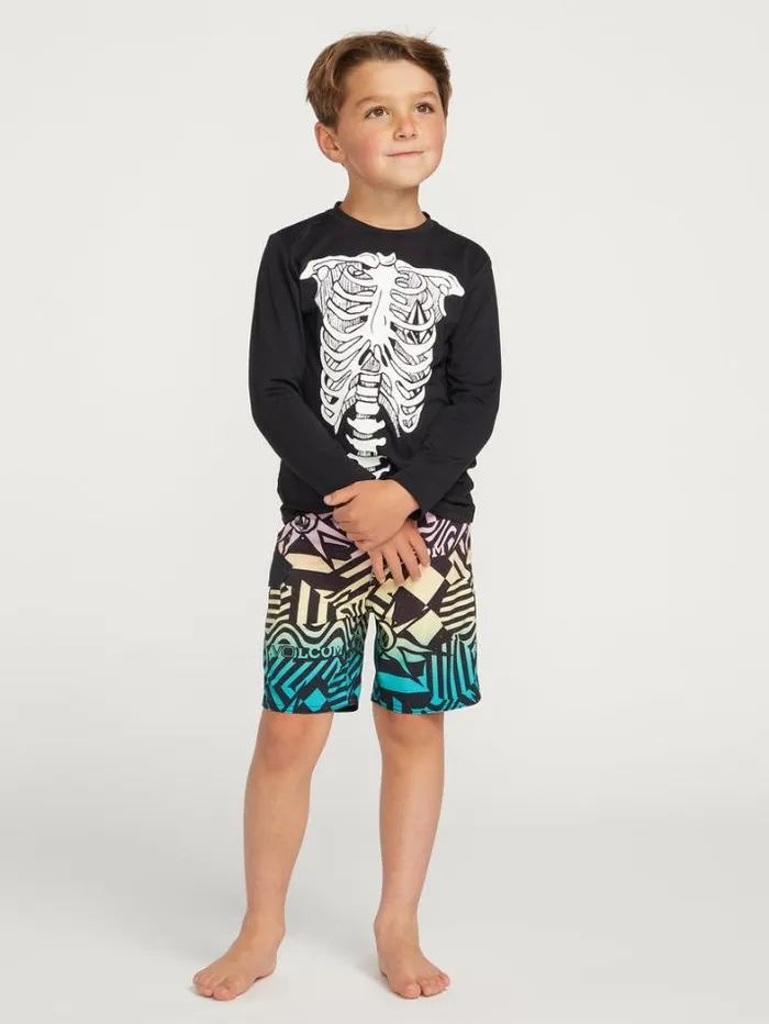 Kids Rashguards Volcom Little Boys Skeleton Long Sleeve Rashguard 8211 Black