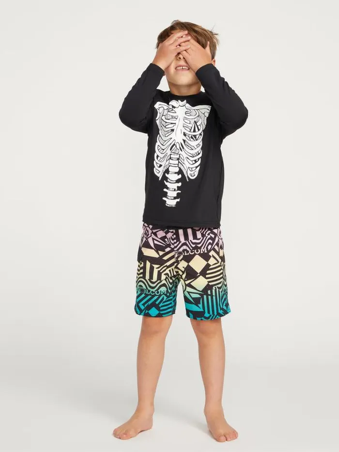 Kids Rashguards Volcom Little Boys Skeleton Long Sleeve Rashguard 8211 Black