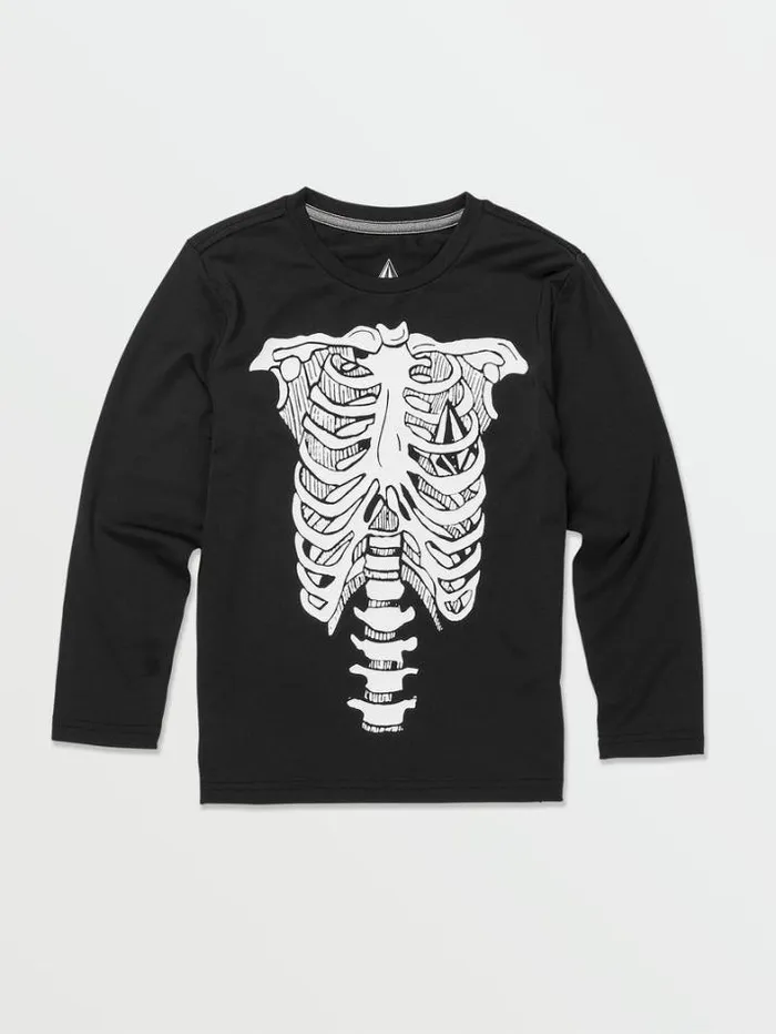 Kids Rashguards Volcom Little Boys Skeleton Long Sleeve Rashguard 8211 Black