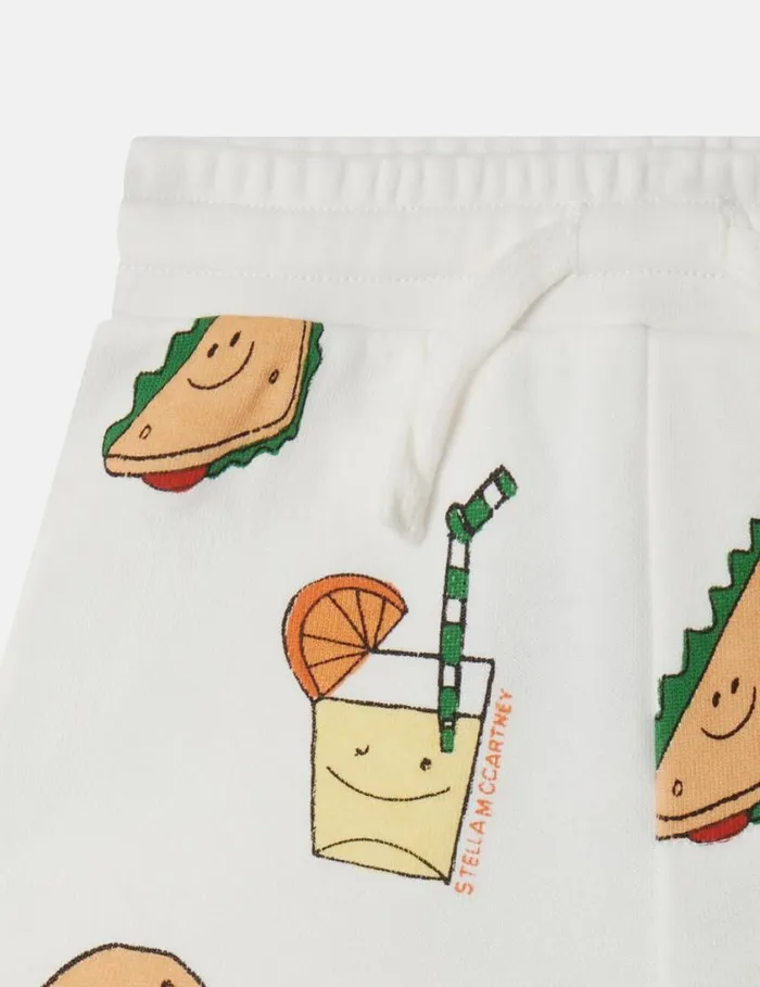 Kids Silly Sandwich Print Drawstring Shorts White Multicolour Stella McCartney Pants and Shorts Kids Silly Sandwich Print Drawstring Shorts White Multicolour Stella McCartney Pants and Shorts