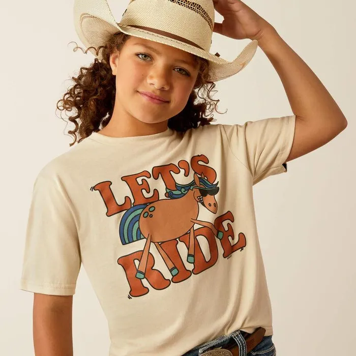 Kids TShirts and Polos Ariat Ariat Lets Ride TShirt Natural Kids TShirts and Polos Ariat Ariat Lets Ride TShirt Natural