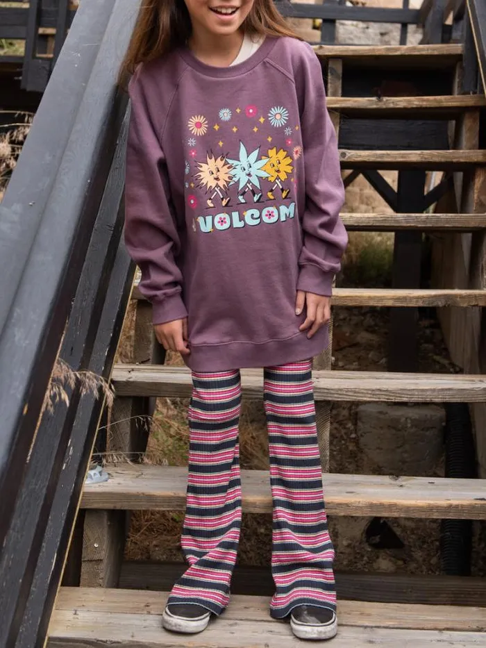 Kids TShirts and Tanks Volcom Girls Truly Stokin Boyfriend Long Sleeve Shirt 8211 Acai