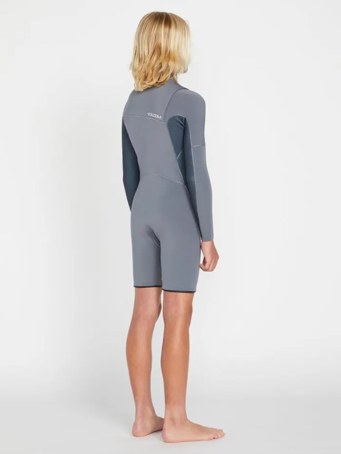 Kids Wetsuits Volcom Big Boys Modulator 2mm Chest Zip Long Sleeve Springsuit 8211 Charcoal