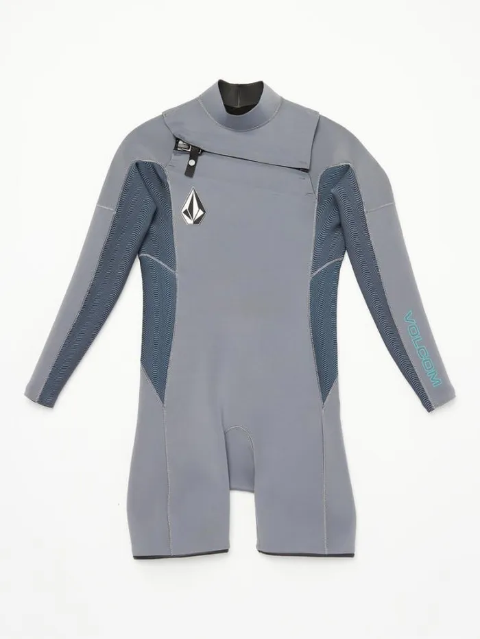 Kids Wetsuits Volcom Big Boys Modulator 2mm Chest Zip Long Sleeve Springsuit 8211 Charcoal
