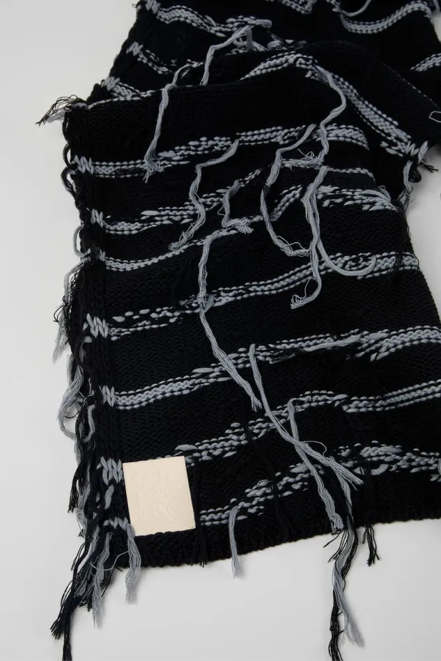 Knit Men Camper Knit Scarf Black Intarsia Knit Scarf Knit Men Camper Knit Scarf Black Intarsia Knit Scarf