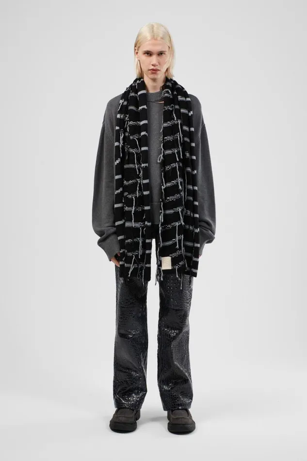 Knit Men Camper Knit Scarf Black Intarsia Knit Scarf Knit Men Camper Knit Scarf Black Intarsia Knit Scarf