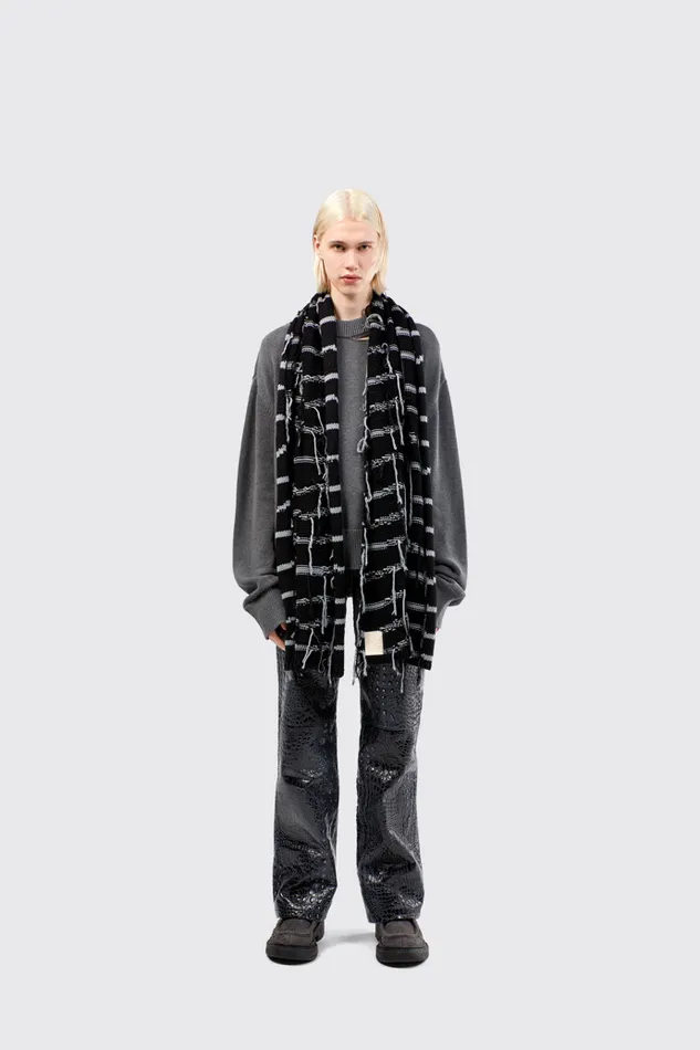 Knit Men Camper Knit Scarf Black Intarsia Knit Scarf Knit Men Camper Knit Scarf Black Intarsia Knit Scarf