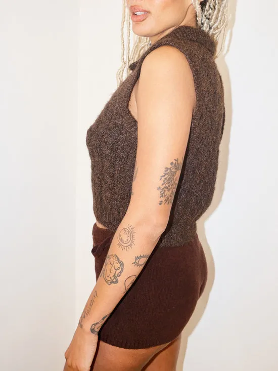 Knit Shorts Brown Women Bottoms Lisa Says Gah