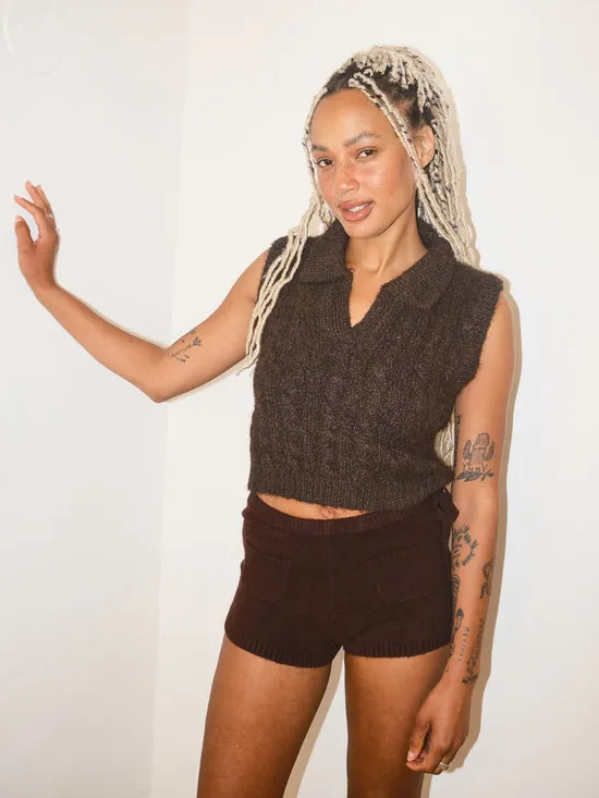 Knit Shorts Brown Women Bottoms Lisa Says Gah