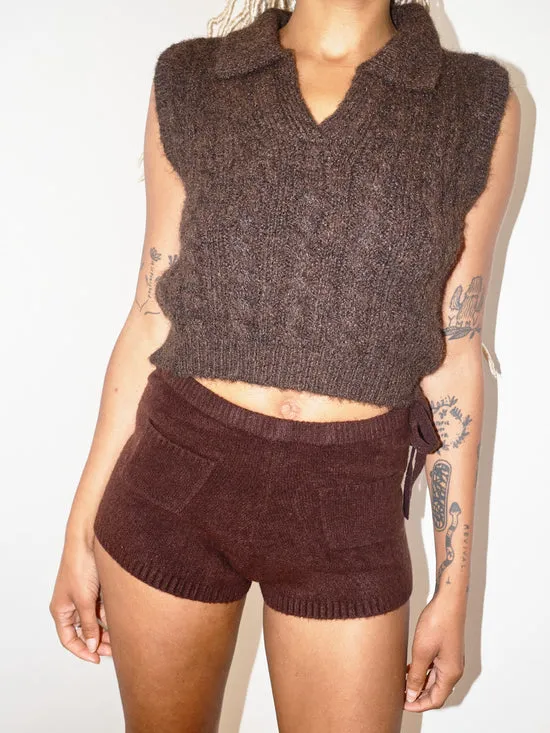 Knit Shorts Brown Women Bottoms Lisa Says Gah