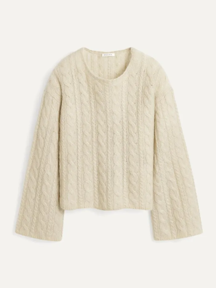 Knitwear Women By Malene Birger Cierra Cableknit Sweater Oyster Gray