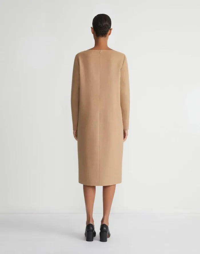 Lafayette 148 New York Camel Hair Bateau Neck Dress Camel Ready To Wear Dresses