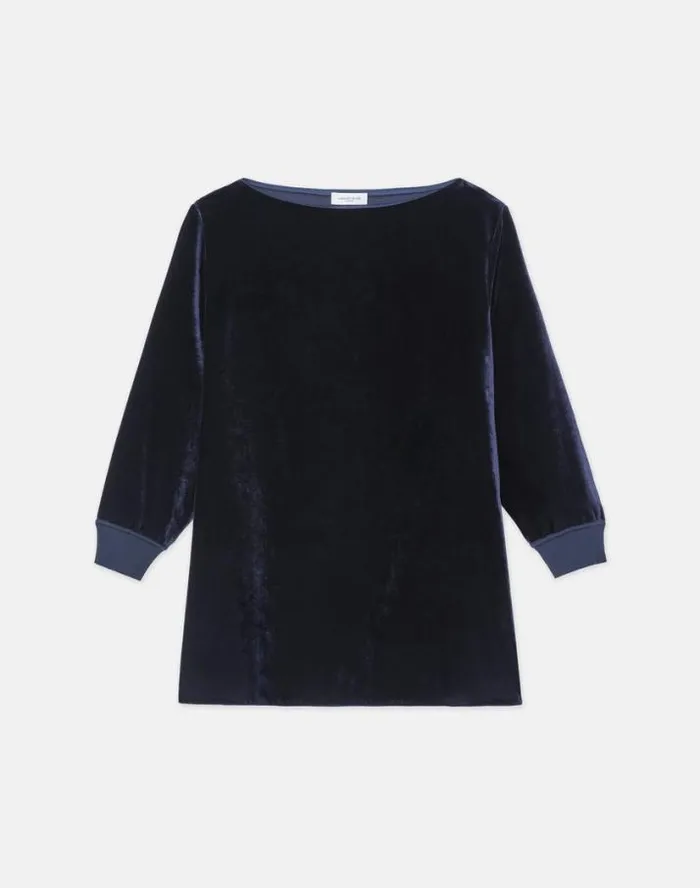 Lafayette 148 New York Crushed Velvet Blouse Midnight Blue Ready To Wear Blouses and Shirts Lafayette 148 New York Crushed Velvet Blouse Midnight Blue Ready To Wear Blouses and Shirts
