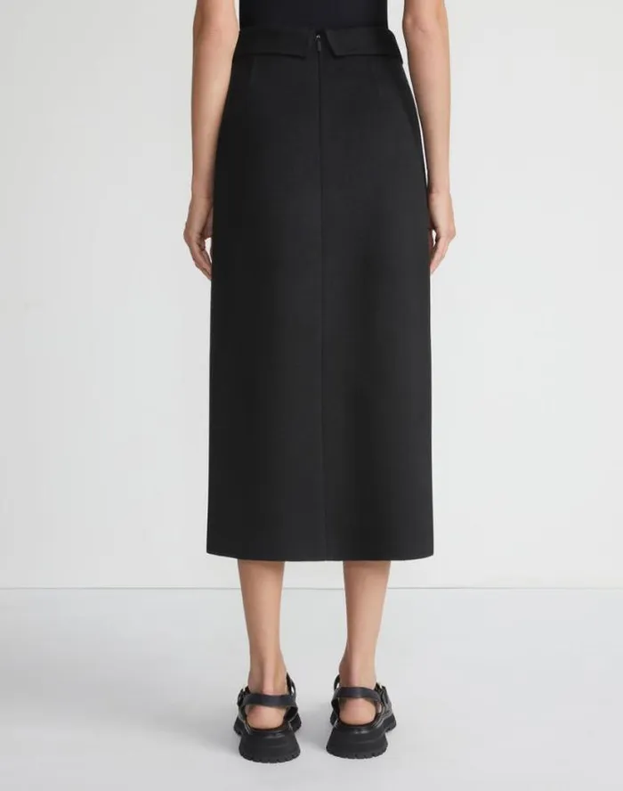 Lafayette 148 New York Double Face WoolCashmere Foldover Midi Skirt Black Ready To Wear Skirts