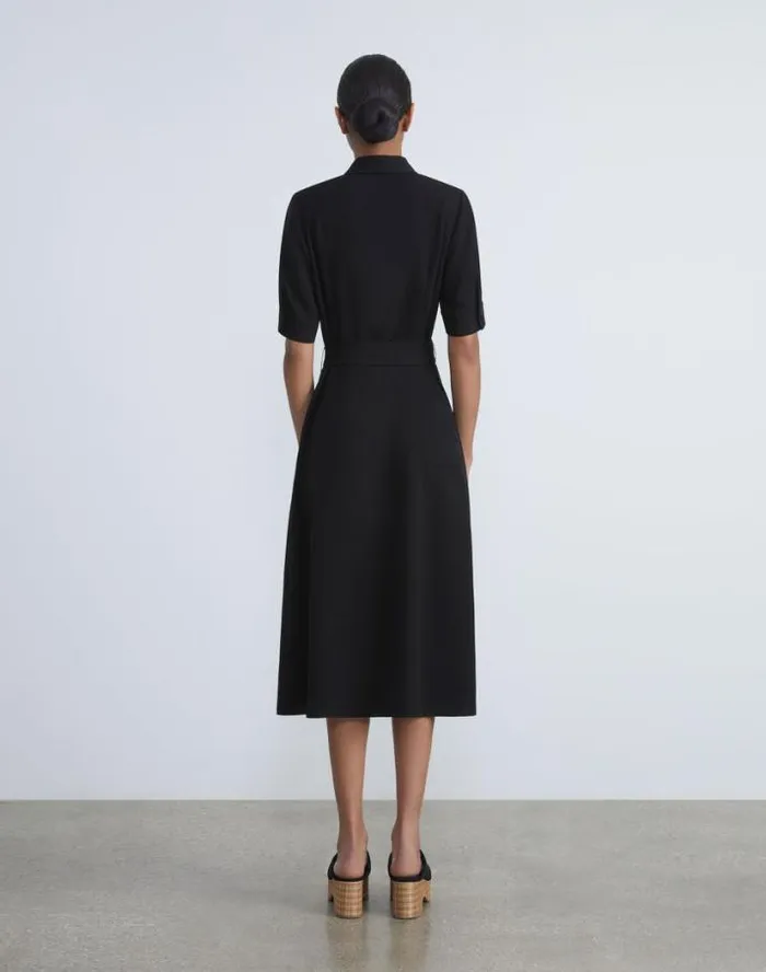 Lafayette 148 New York Finesse Crepe Belted Shirtdress Black Ready To Wear Dresses Lafayette 148 New York Finesse Crepe Belted Shirtdress Black Ready To Wear Dresses