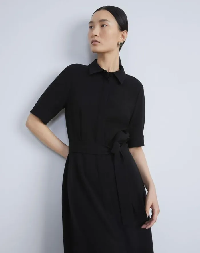 Lafayette 148 New York Finesse Crepe Belted Shirtdress Black Ready To Wear Dresses Lafayette 148 New York Finesse Crepe Belted Shirtdress Black Ready To Wear Dresses