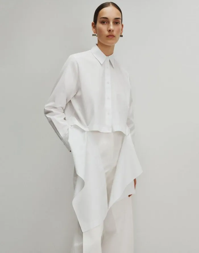 Lafayette 148 New York Finesse Crepe Franklin Wide Leg Ankle Pant Cloud Ready To Wear Pants and Shorts