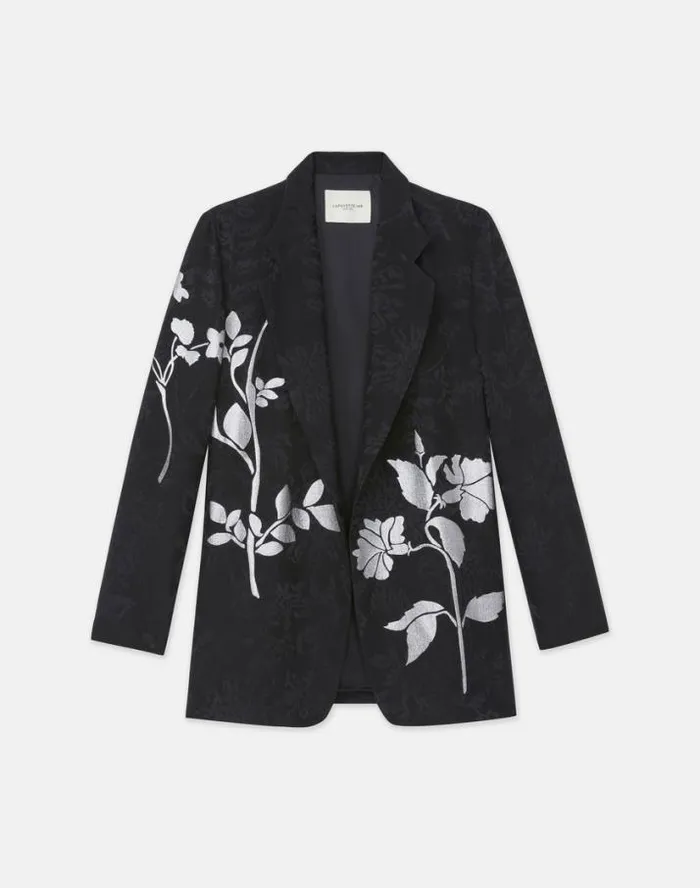 Lafayette 148 New York Flora Bloom Metallic Jacquard ViscoseSilk Blazer Black Multi Ready To Wear Jackets and Blazers Lafayette 148 New York Flora Bloom Metallic Jacquard ViscoseSilk Blazer Black Multi Ready To Wear Jackets and Blazers