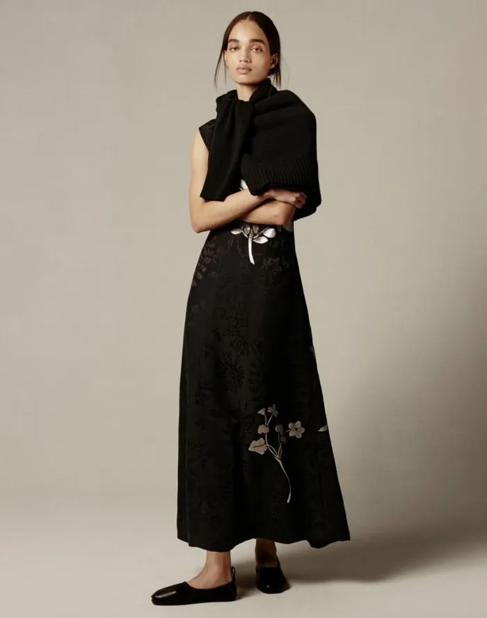 Lafayette 148 New York Flora Bloom Metallic Jacquard ViscoseSilk Dress Black Multi Ready To Wear Dresses