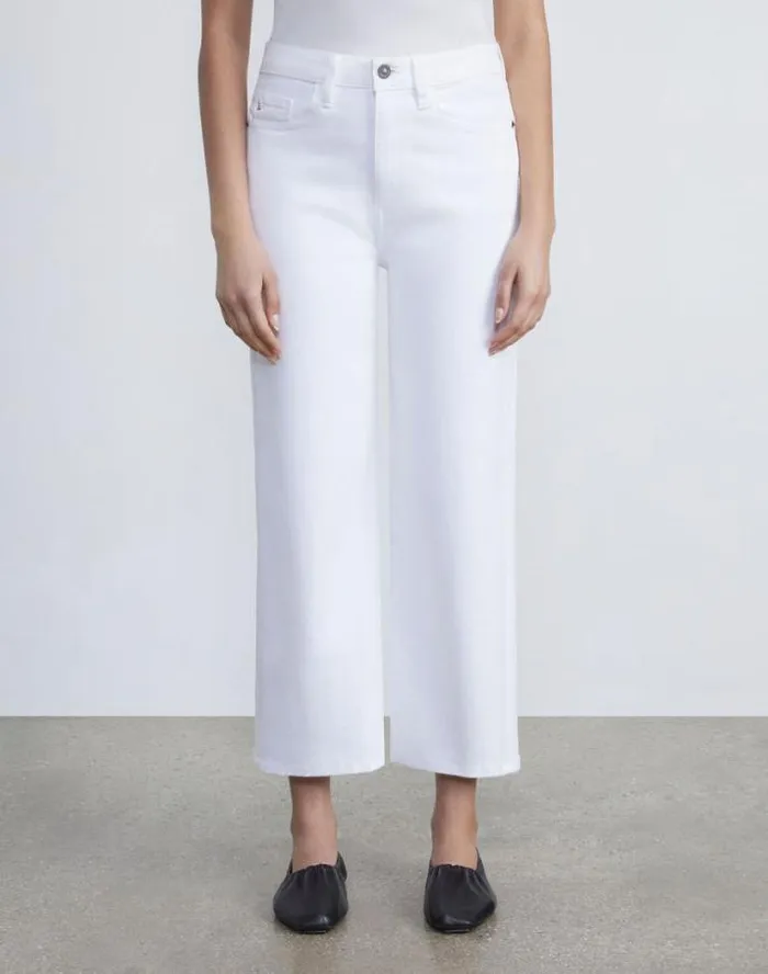 Lafayette 148 New York L148 Denim Wyckoff WideLeg Cropped Jean Washed Plaster Ready To Wear Pants and Shorts