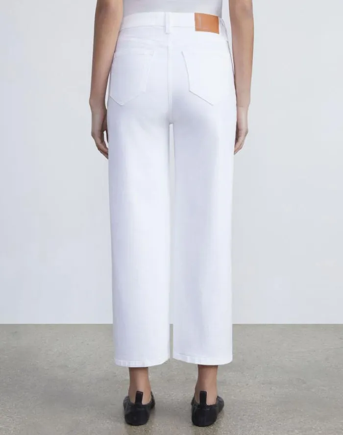 Lafayette 148 New York L148 Denim Wyckoff WideLeg Cropped Jean Washed Plaster Ready To Wear Pants and Shorts