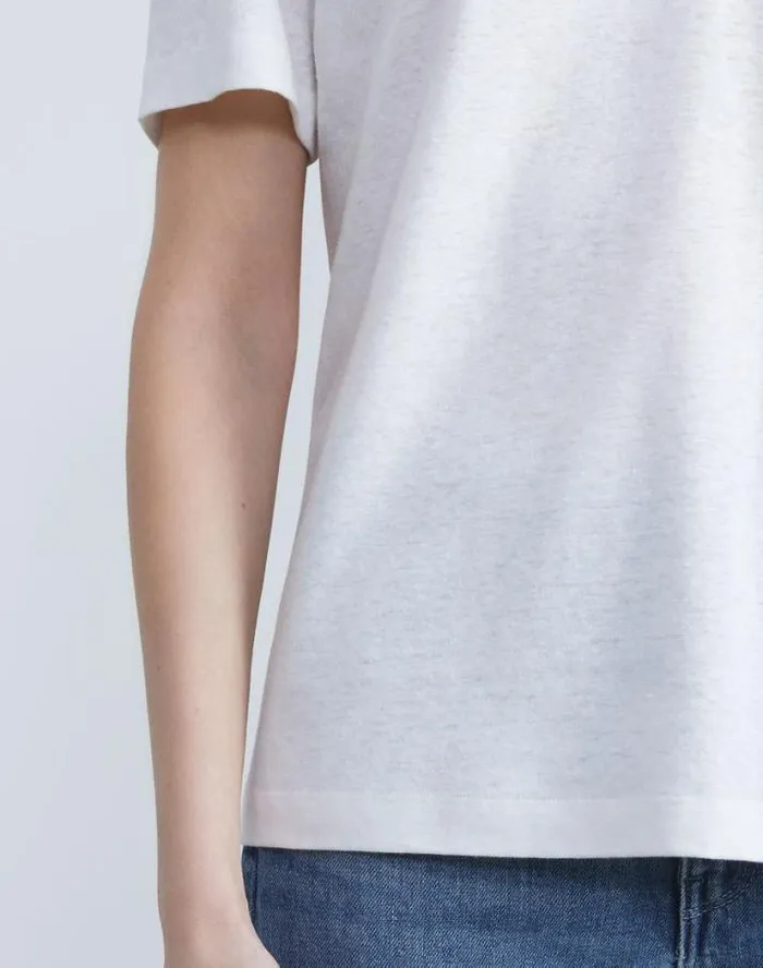 Lafayette 148 New York LinenCotton Jersey VNeck Tee White Ready To Wear Tops and Tees