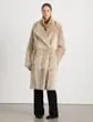 Lafayette 148 New York Long Hair Shearling Reversible Oversized Coat Dune Ready To Wear Leathers and Suedes